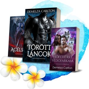 Book covers of Demelza Carlton's romance and fantasy novels displayed together.