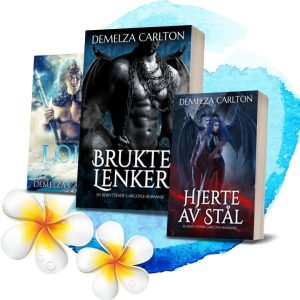 Book covers of Demelza Carlton's fantasy romance series with mystical characters.