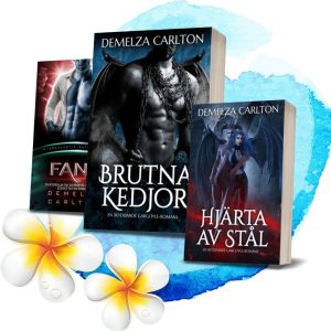 Book covers of Demelza Carlton's fantasy romance series with fantasy characters.